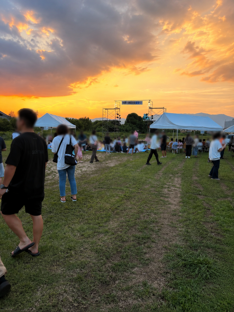 多くの来場者が集まる中野小林自治会夏祭りの会場